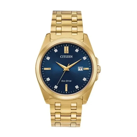 Citizen Other - NEW Citizen Corso Eco-Drive Wrist Watch Gold Stainless Steel Blue Dial Mens